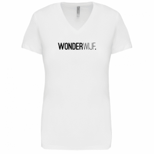 T-shirt 'WonderWijf' WIT - V- hals