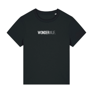 T-shirt 'WonderWijf' ZWART - ronde hals